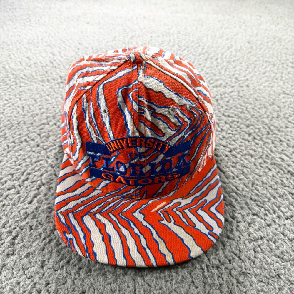 Vintage University of Florida Gators Zebra Print Snapback Hat Made in USA Orange